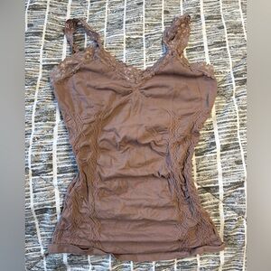 Lace Trim Brown Camisole Top